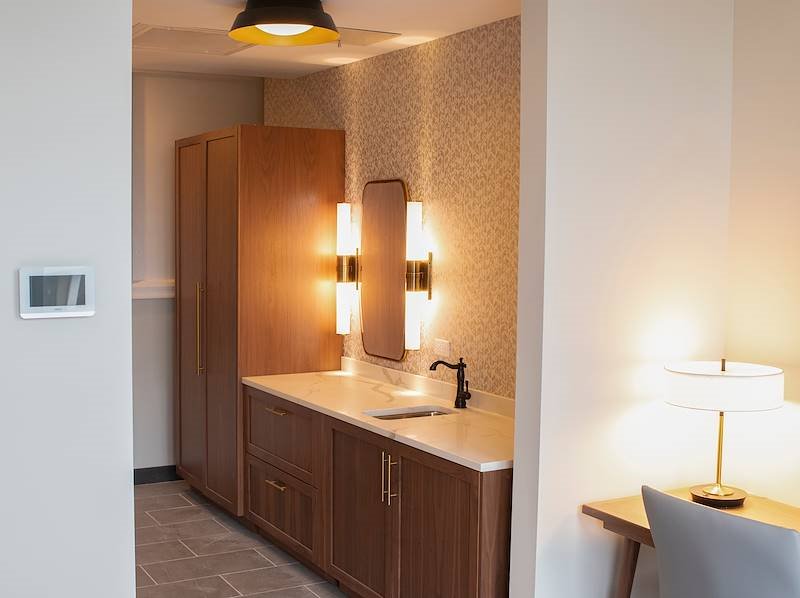 Guest Room Vanity at our Akron hotel