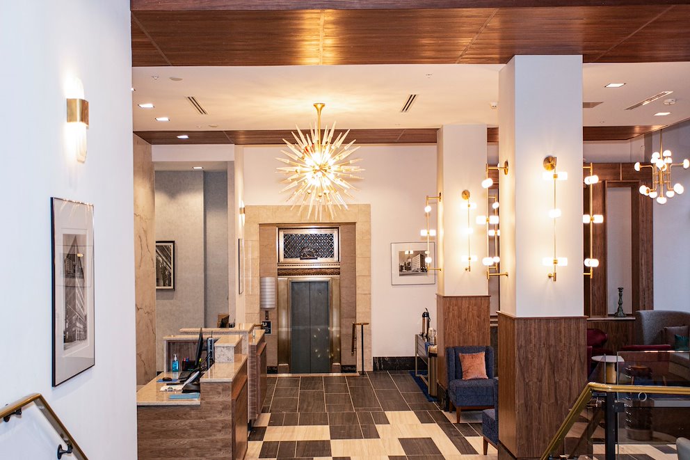 Lobby at our Akron hotel