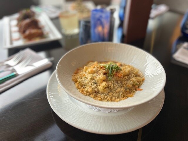 a bowl of food on a table